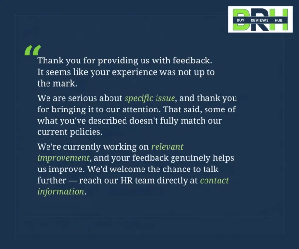 Template for a Professional Reply to a Critical Workplace Review